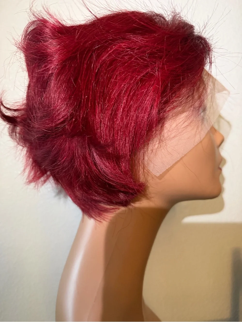 Short Burgundy Lace Front Women's Wig - Vibrant Red Style
